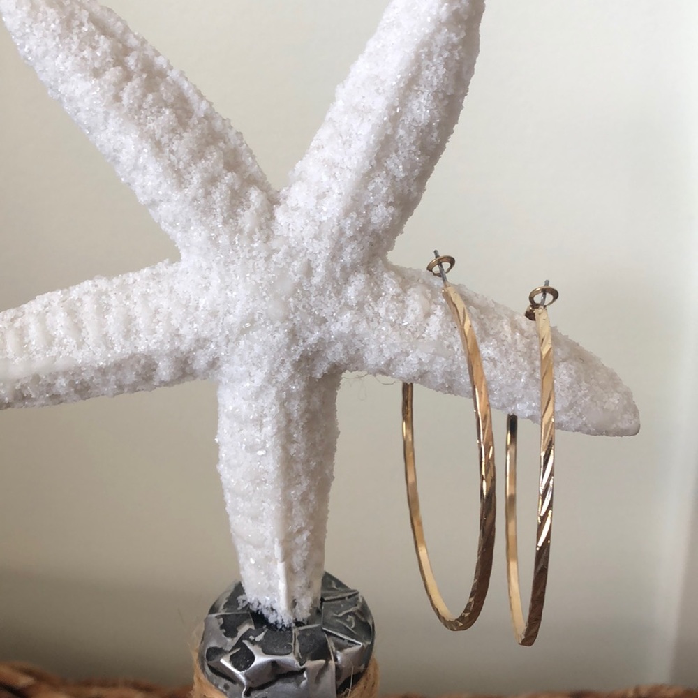 Gold tone twisted hoop earrings